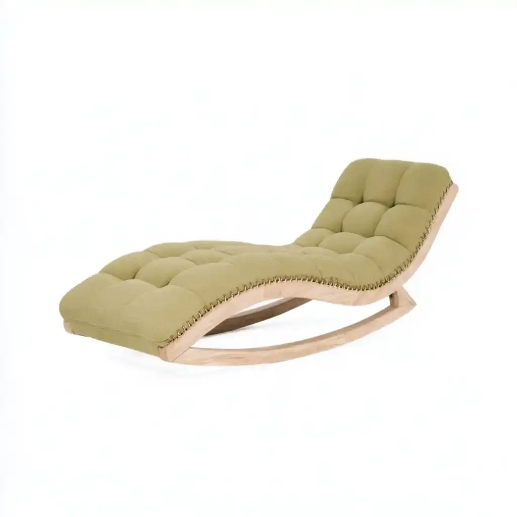 Mecedora con asiento alargado con cojines - verde/beige