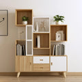 Aparador con módulos abiertos escalonados - beige/blanco