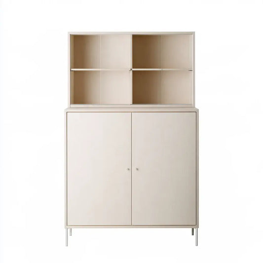 Aparador con estantes superiores y puertas inferiores - beige