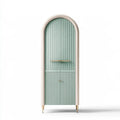 Armario estrecho con remate arqueado - verde/beige