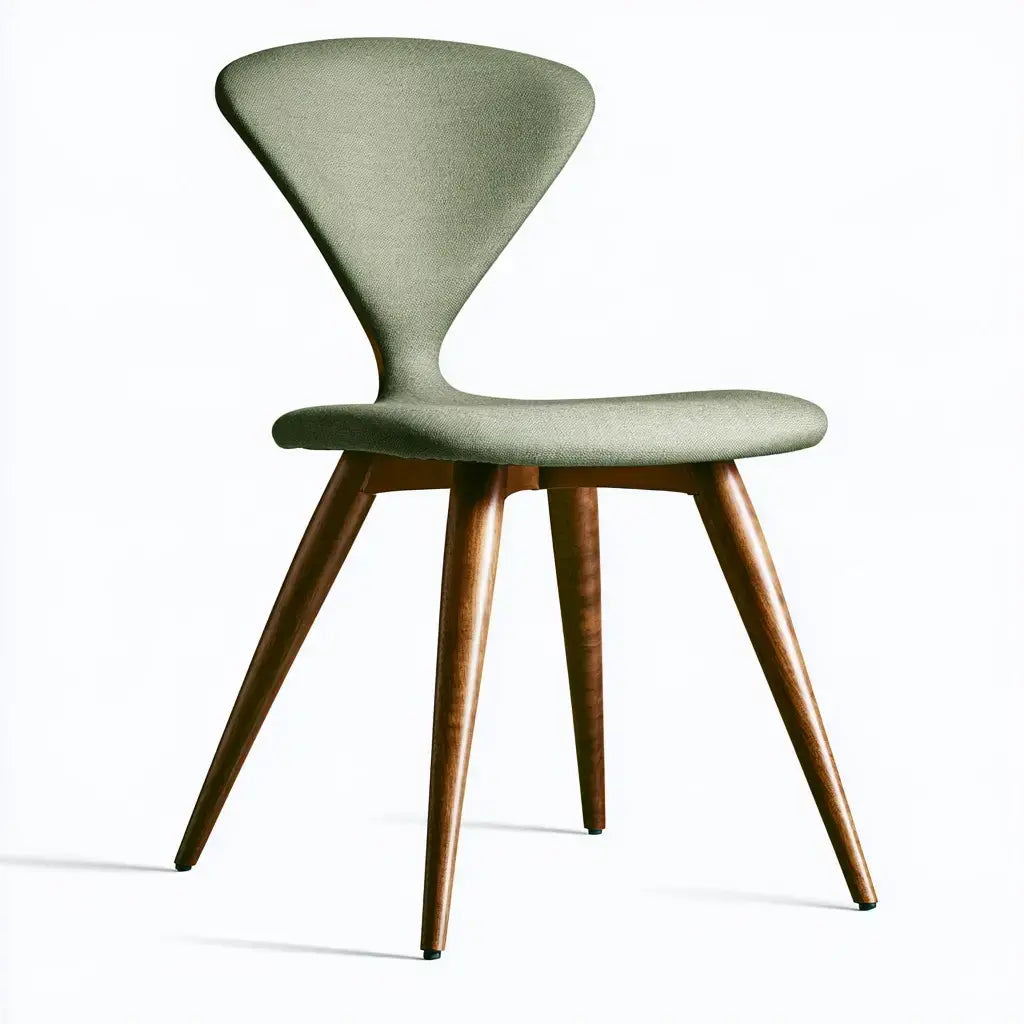 Silla con respaldo triangular curvo y asiento liso - verde/marrón